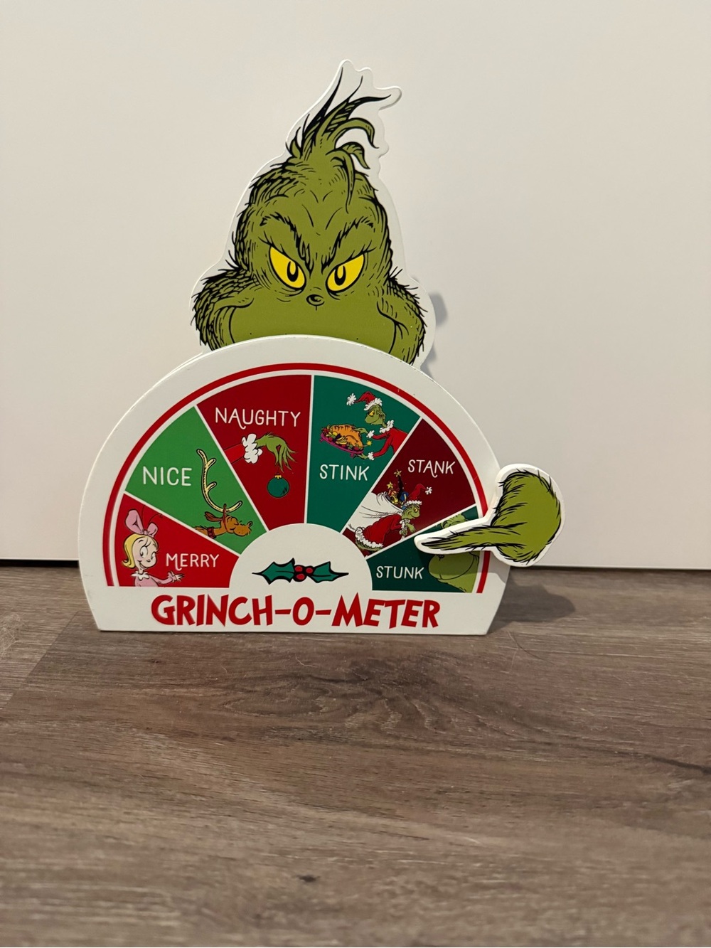 Super Cute Grinch-O-Meter Wood Decor- NWT